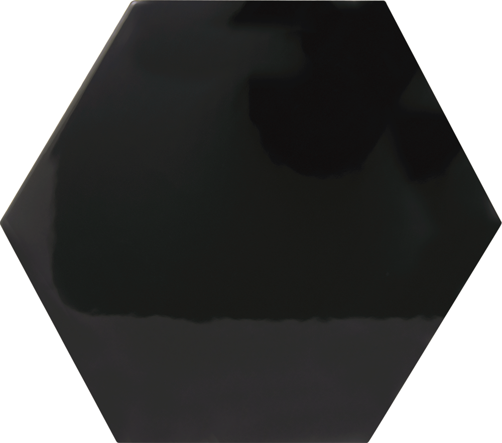 Hexágono Liso Negro Brillo